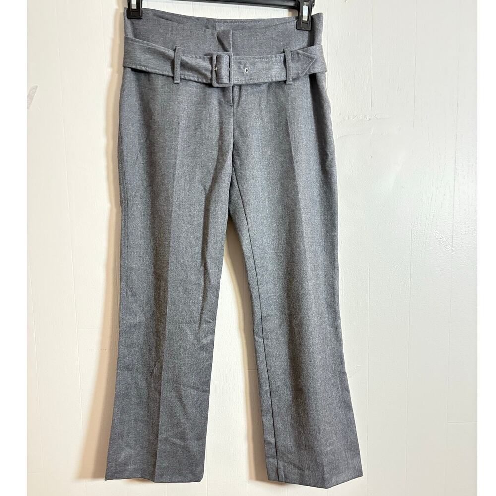 United Colors of Benetton 40 US 4 Gray Wool Wide Low Rise Belt Waist Dress Pants